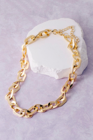 Chunky Flat Oval Link Chain Necklace