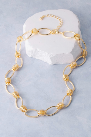 Coiled Connector Beads Oval Link Chain Necklace
