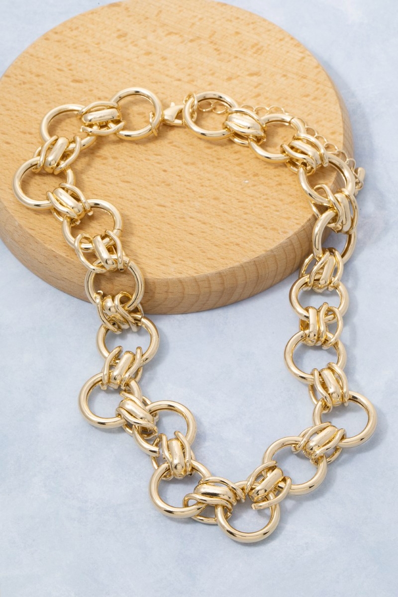 Circle Multi Link Statement Chain Necklace