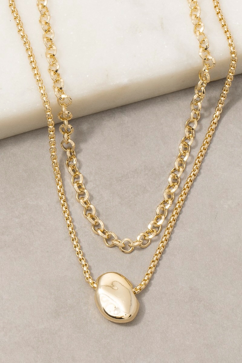 Double Layer Gold Coin Pendant Necklace