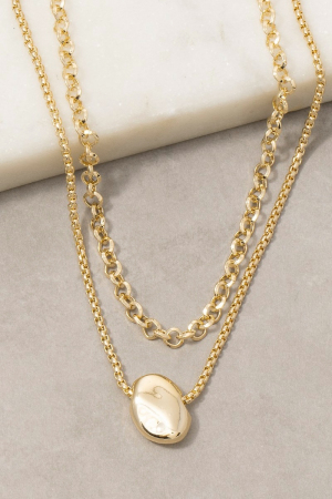 Double Layer Gold Coin Pendant Necklace