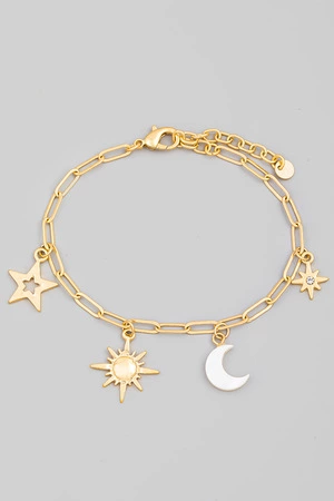 Star Sun Moon Charm Chain Bracelet - PRE-ORDERS