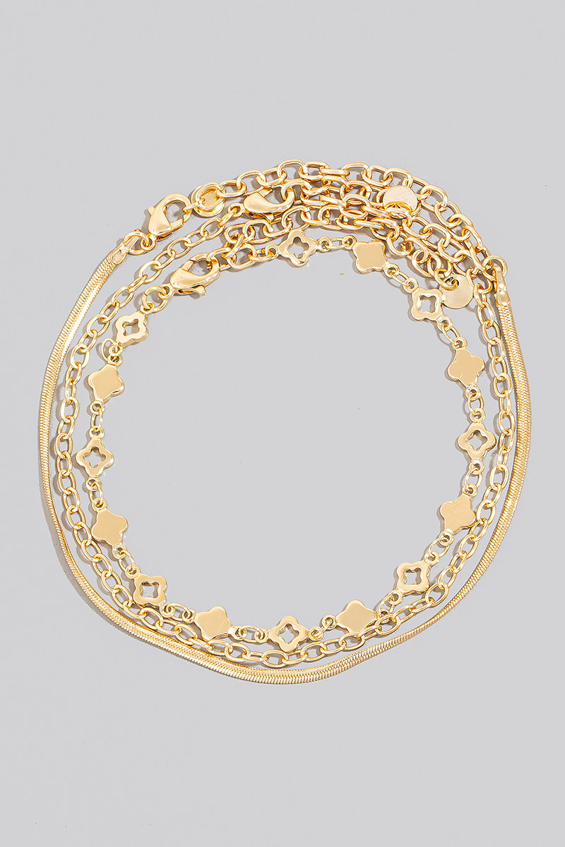 Clover Charms Mixed Layered Bracelet