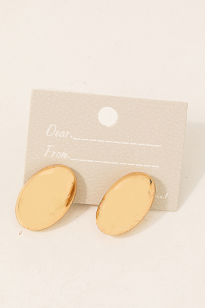 Metallic Rounded Oval Stud Earrings