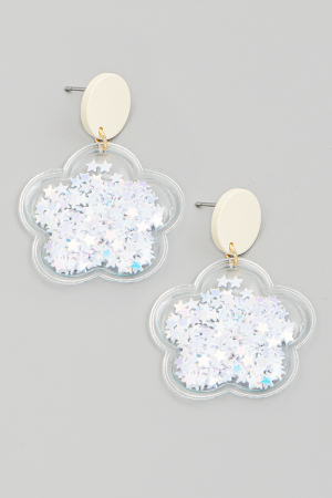 Floral Glitter Drop Earrings