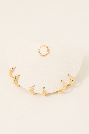 Mixed Metallic Hinge Hoop Earrings Set
