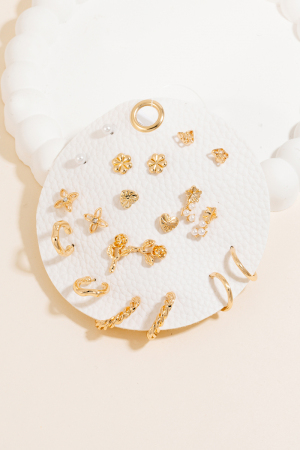 Mixed Hoop And Stud Earrings Set