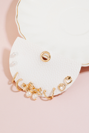 Pearl Charms Mixed Metallic Earrings Set