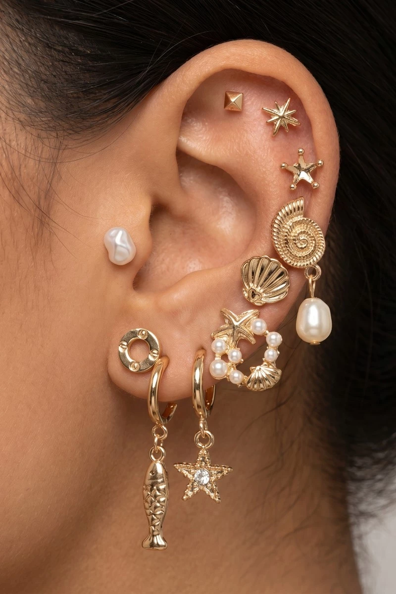 Assorted Sea Life 10 Pair Stud Earrings Set
