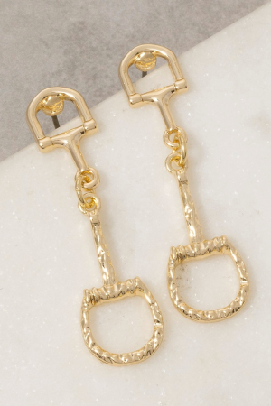 Gold Horsebit Drop Earrings