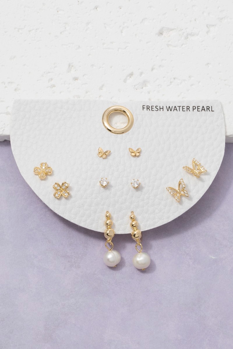 Butterfly Pearl Freshwater Earring Set