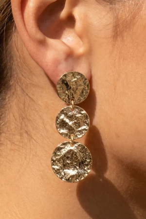 Graduated Hammered Disc Drop Earrings
