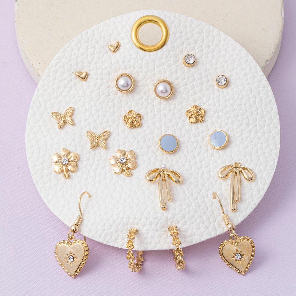 Bow Heart Flower Butterfly Ten Pair Earring Set