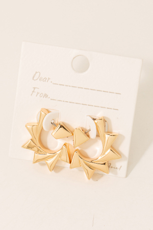 Solid Metallic Triangular Hoop Earrings