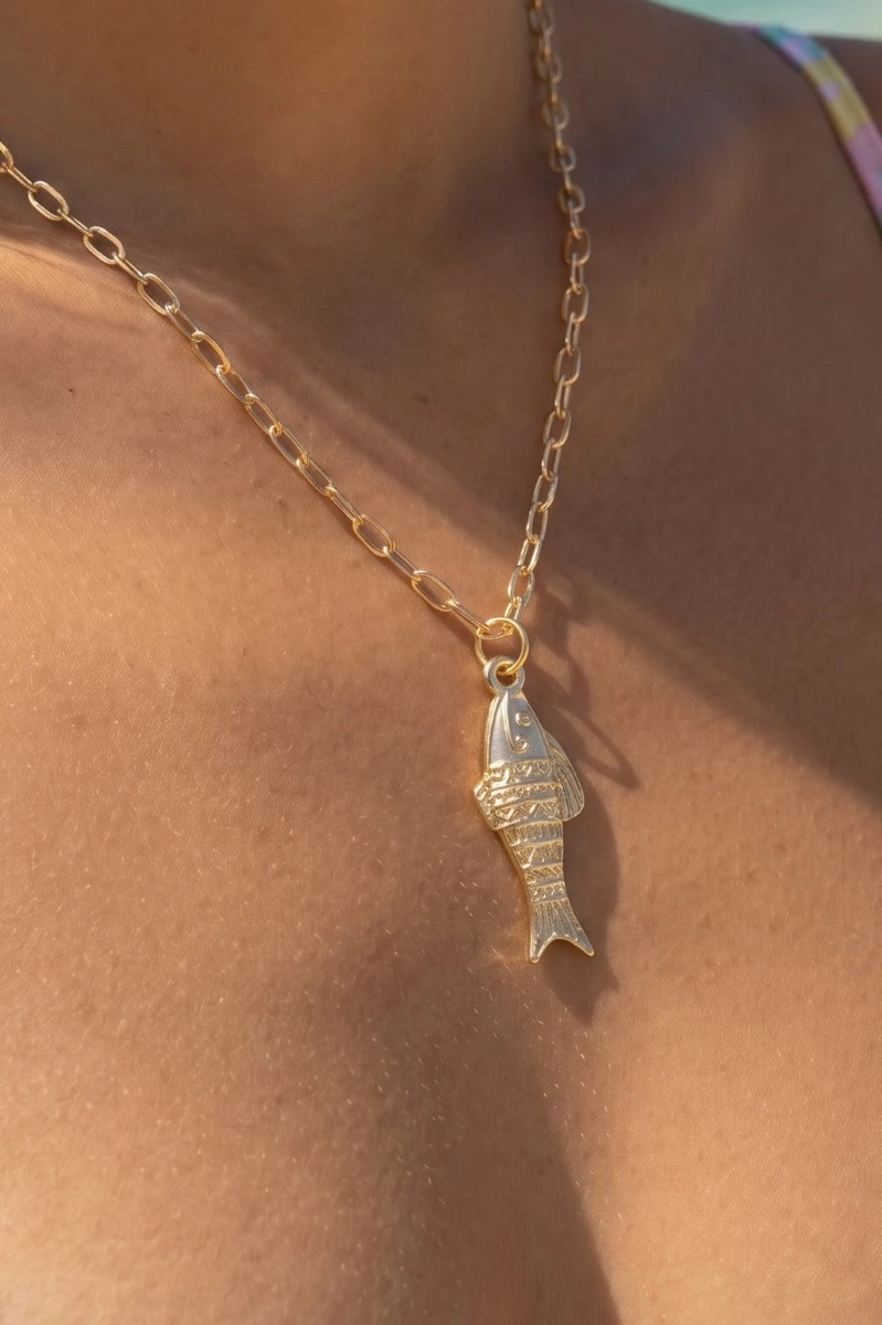 Detailed Fish Pendant Dainty Chain Necklace