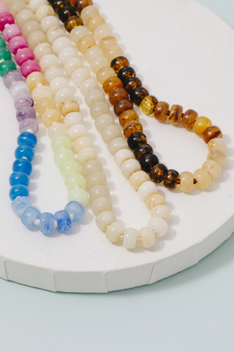 Round Marble Resin Beaded Necklace