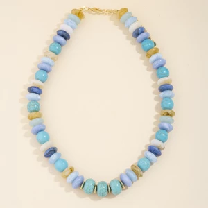 Chunky Marbled Bead Statement Necklace