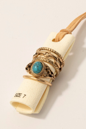 5Pc Stone Set Western Band Rings Set