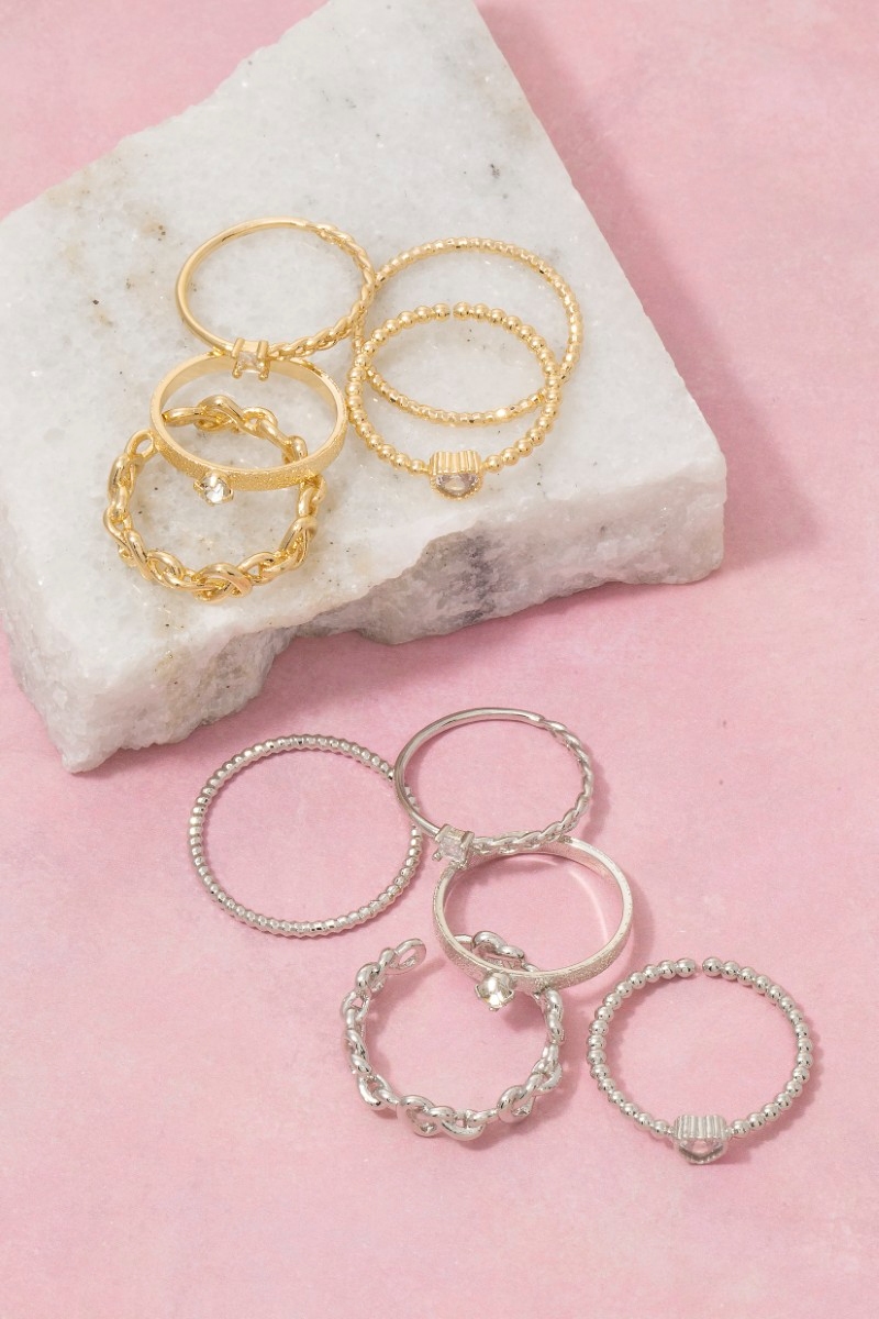 Assorted Heart Cz Ring Set