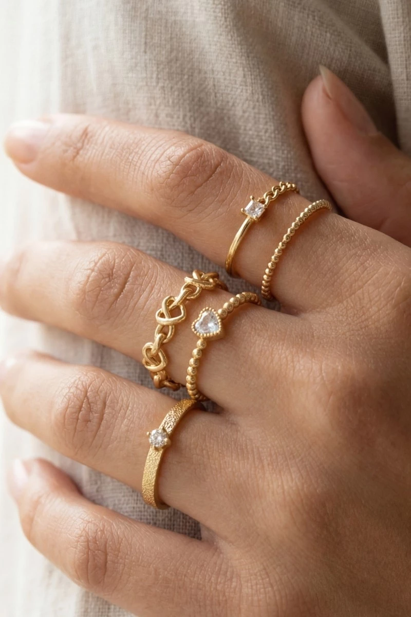 Assorted Heart Cz Ring Set