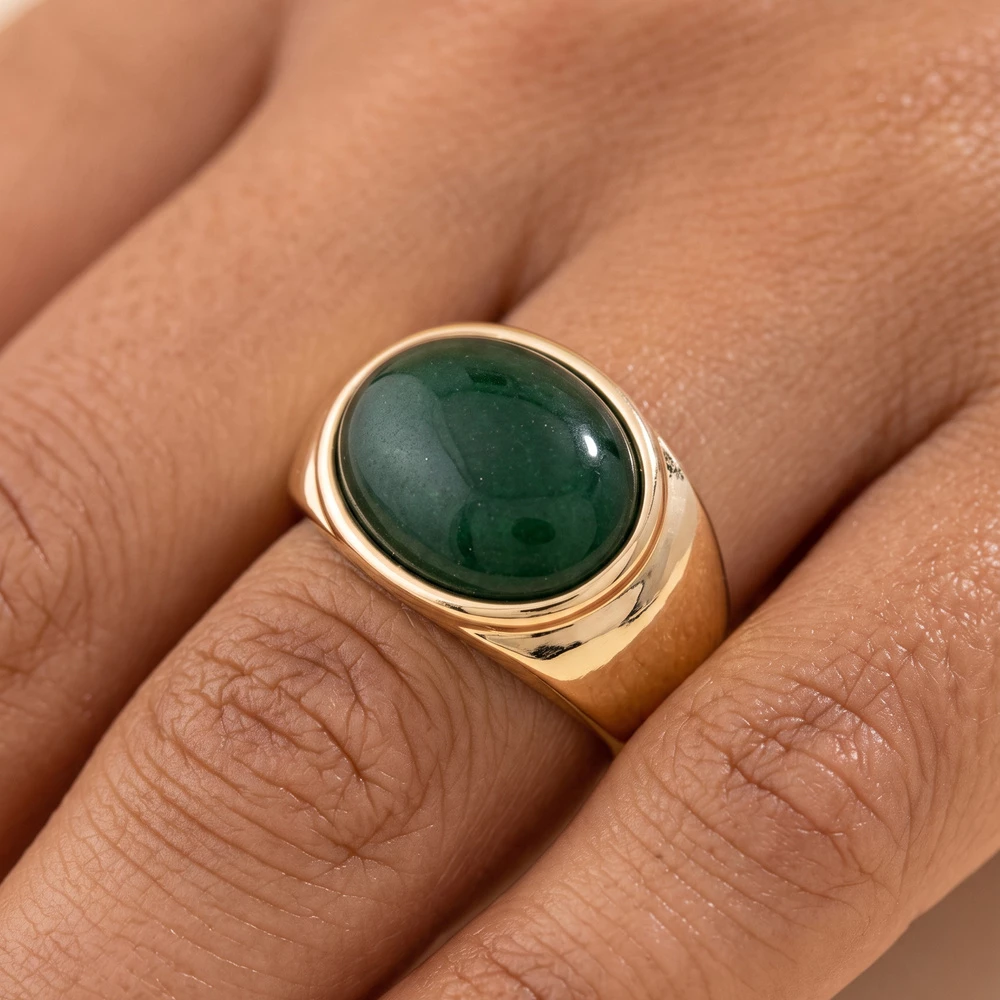 Semi Precious Oval Stone Dome Ring