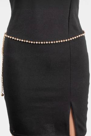 Round Rhinestone Station Chain Belt