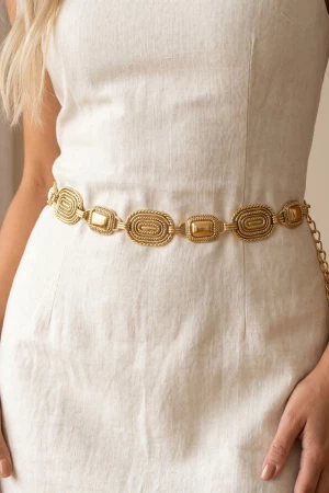 Western Intricate Oval Chain Belt