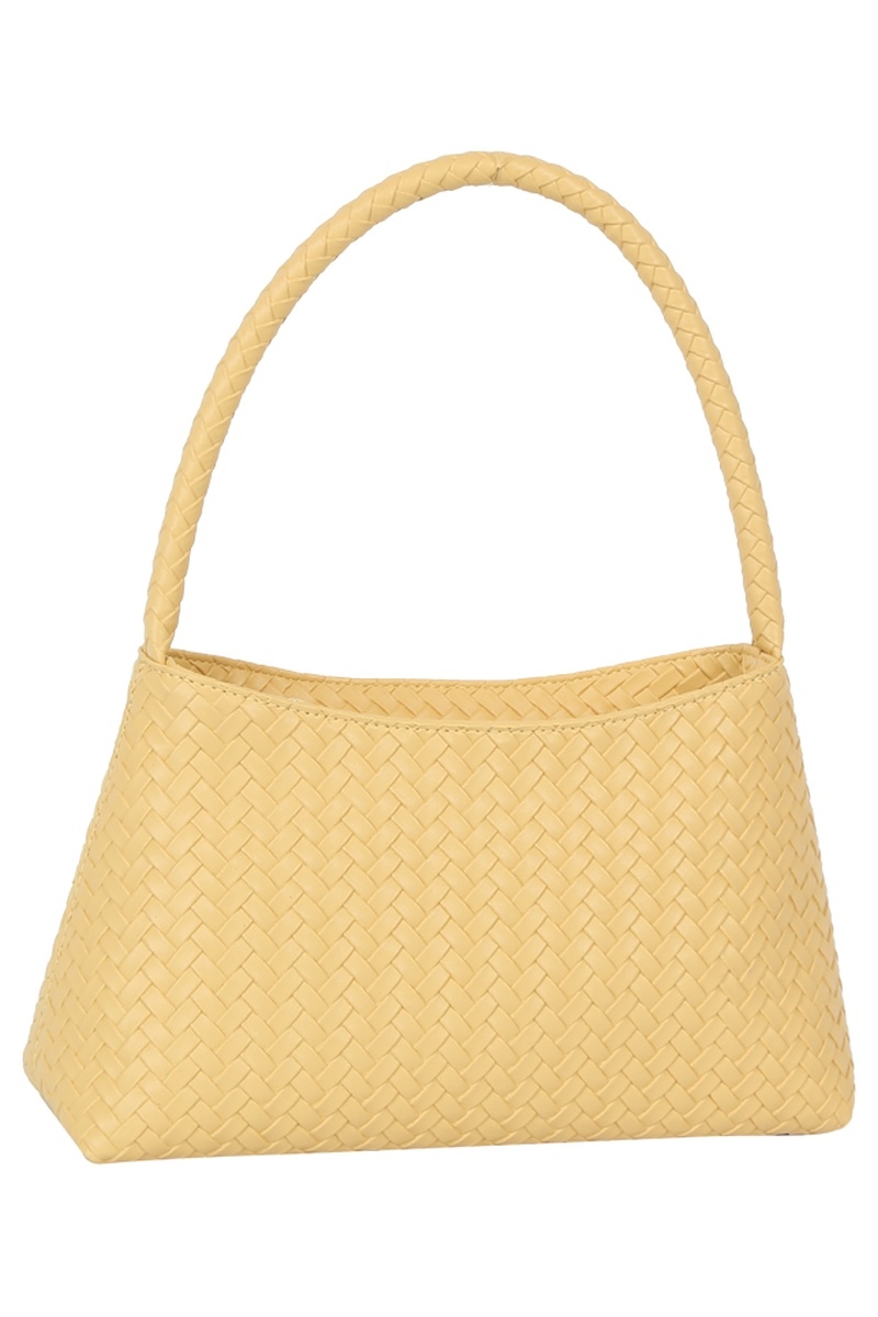 Faux Leather Woven Shoulder Bag