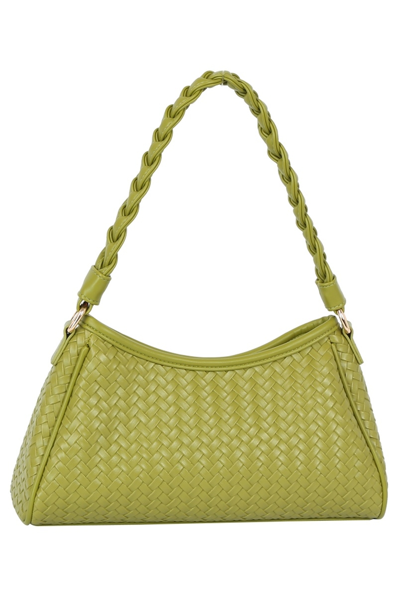 Braided Handle Woven Shoulder Bag