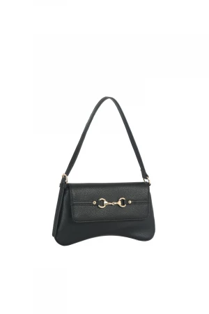 Horsebit Curved Baguette Shoulder Bag