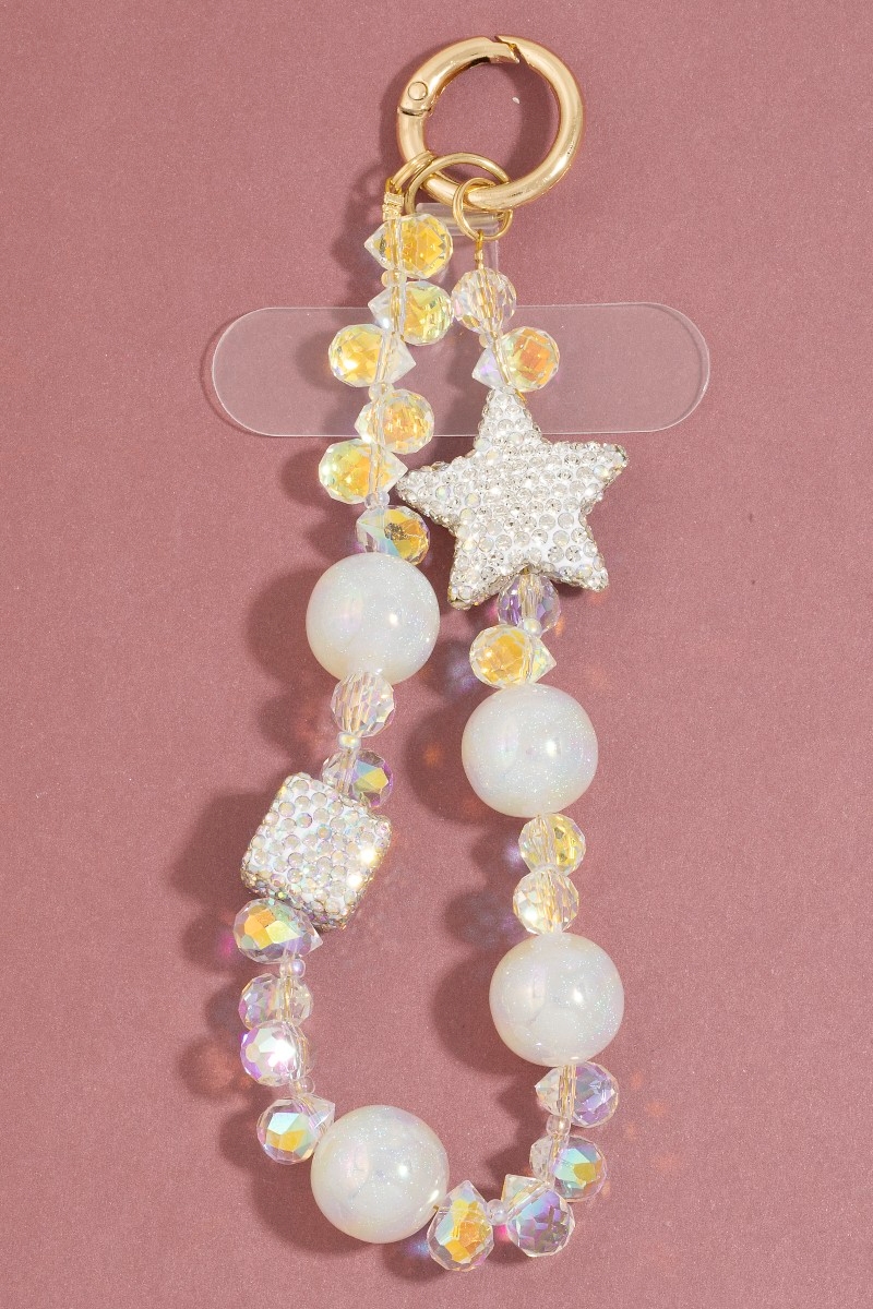 Assorted Crystal Beads With Stars Bag Charm