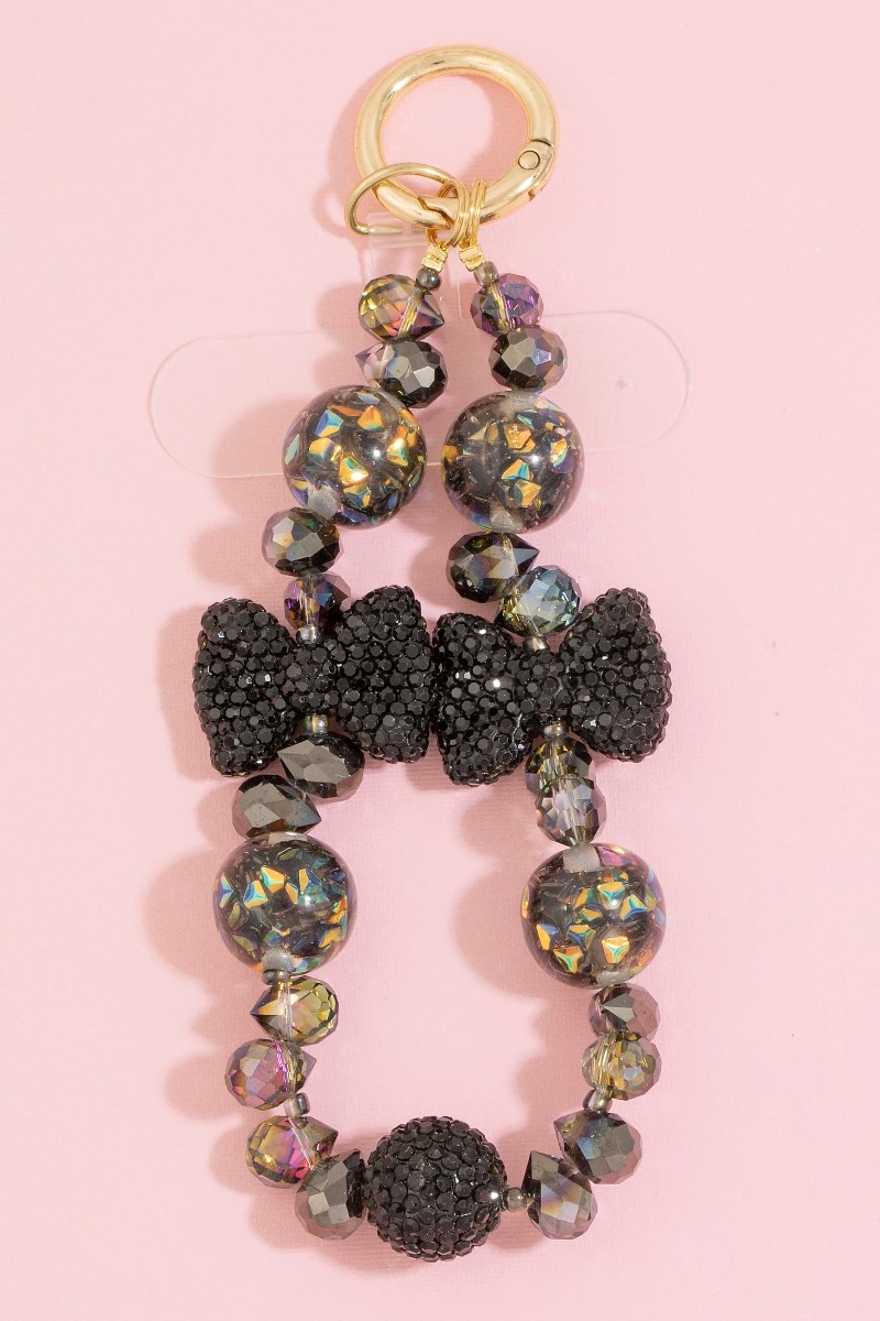 Multi Beaded Ribbon Bow Bag Charm