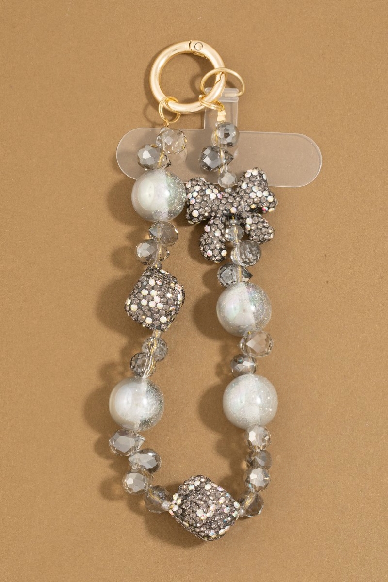 Assorted Pave Ribbon Bow Beaded Bag Charm