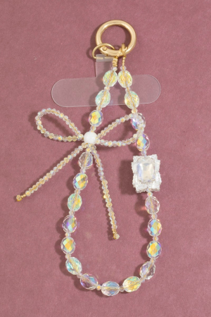 Crystal Beads With Ribbon Bow Bag Charm