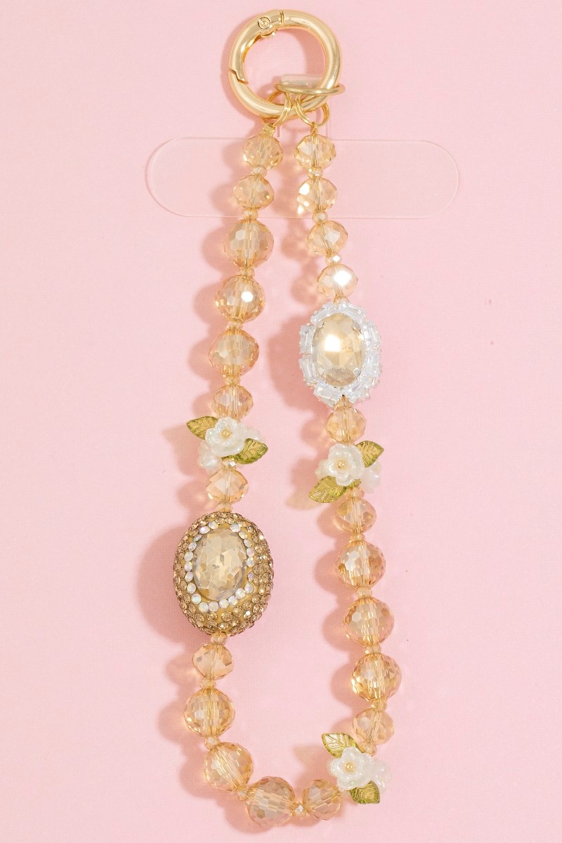 Multi Crystal Beads Bag Charm