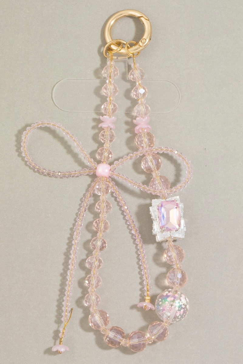 Assorted Crystal Beaded Ribbon Bow Bag Charm