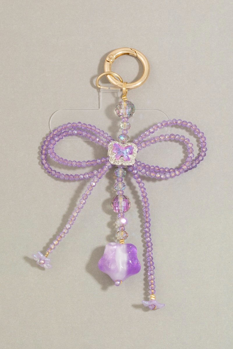 Beaded Ribbon Bow Star Bag Charm