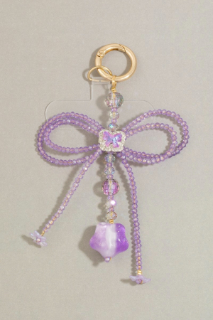 Beaded Ribbon Bow Star Bag Charm