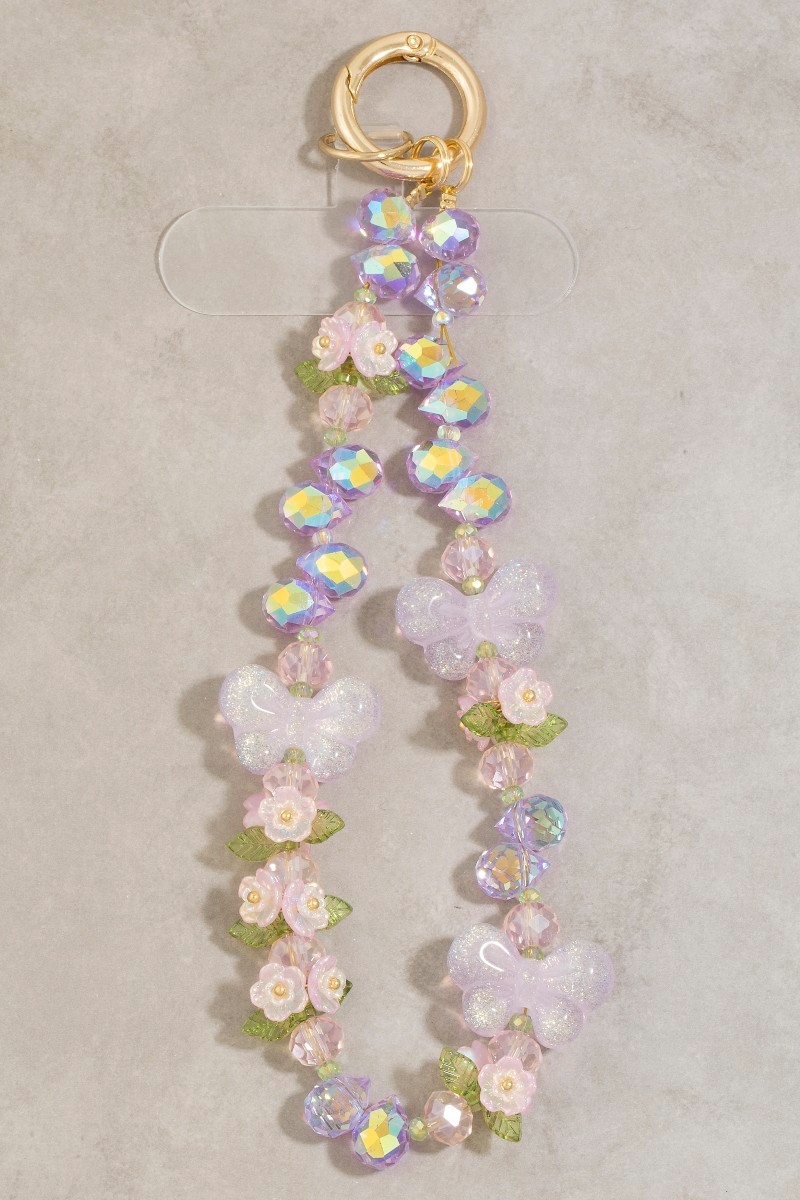 Assorted Flower Butterfly Beads Bag Charm