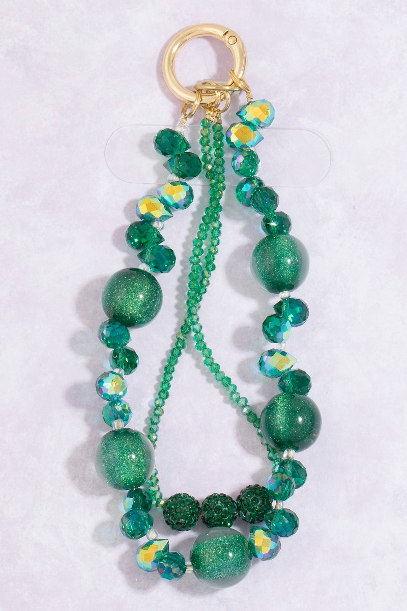 Assorted Green Beads Bag Charm