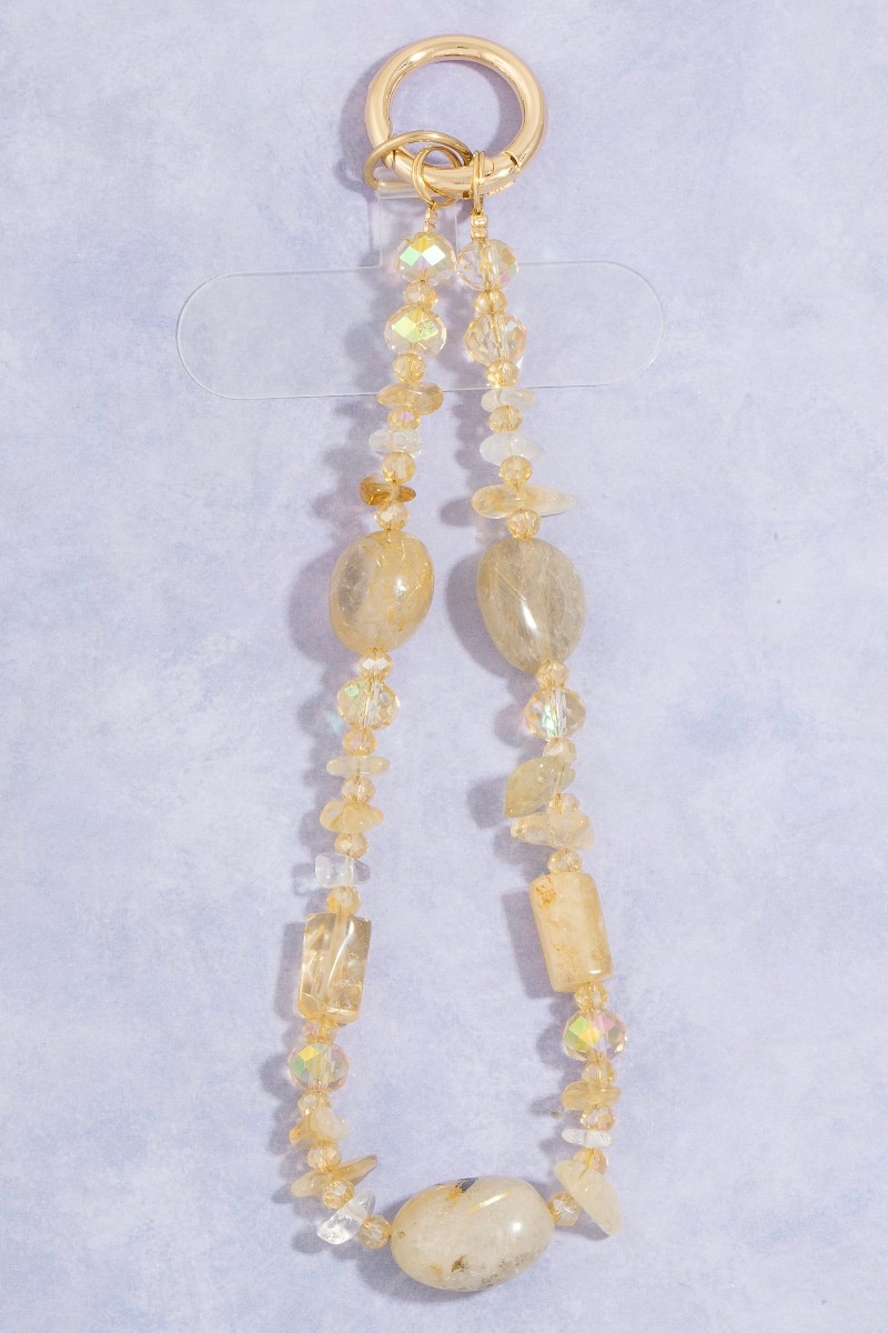 Yellow Quartz Crystal Beads Bag Charm