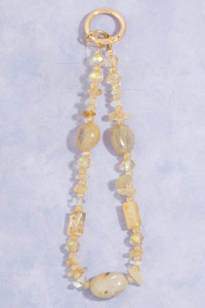 Yellow Quartz Crystal Beads Bag Charm