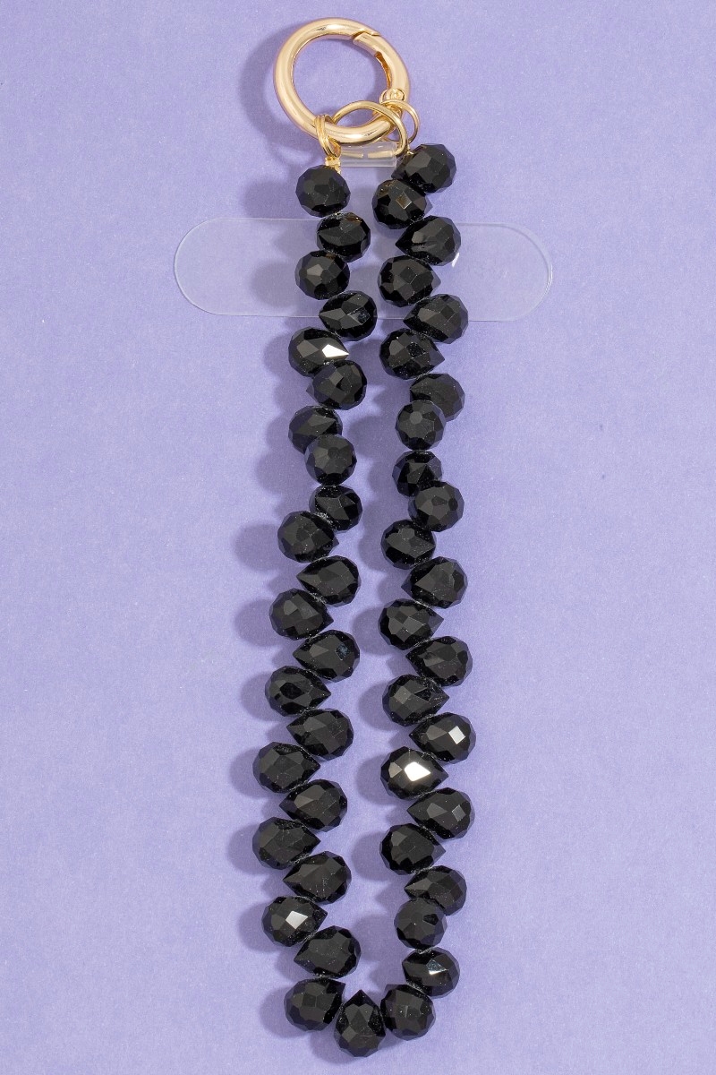 Black Crystal Beads Bag Charm