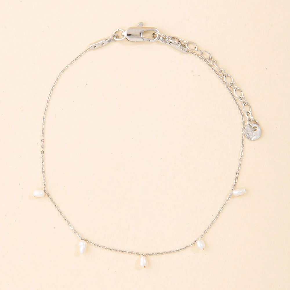 Dainty Chain Bracelet With Freshwater Pearl Drops