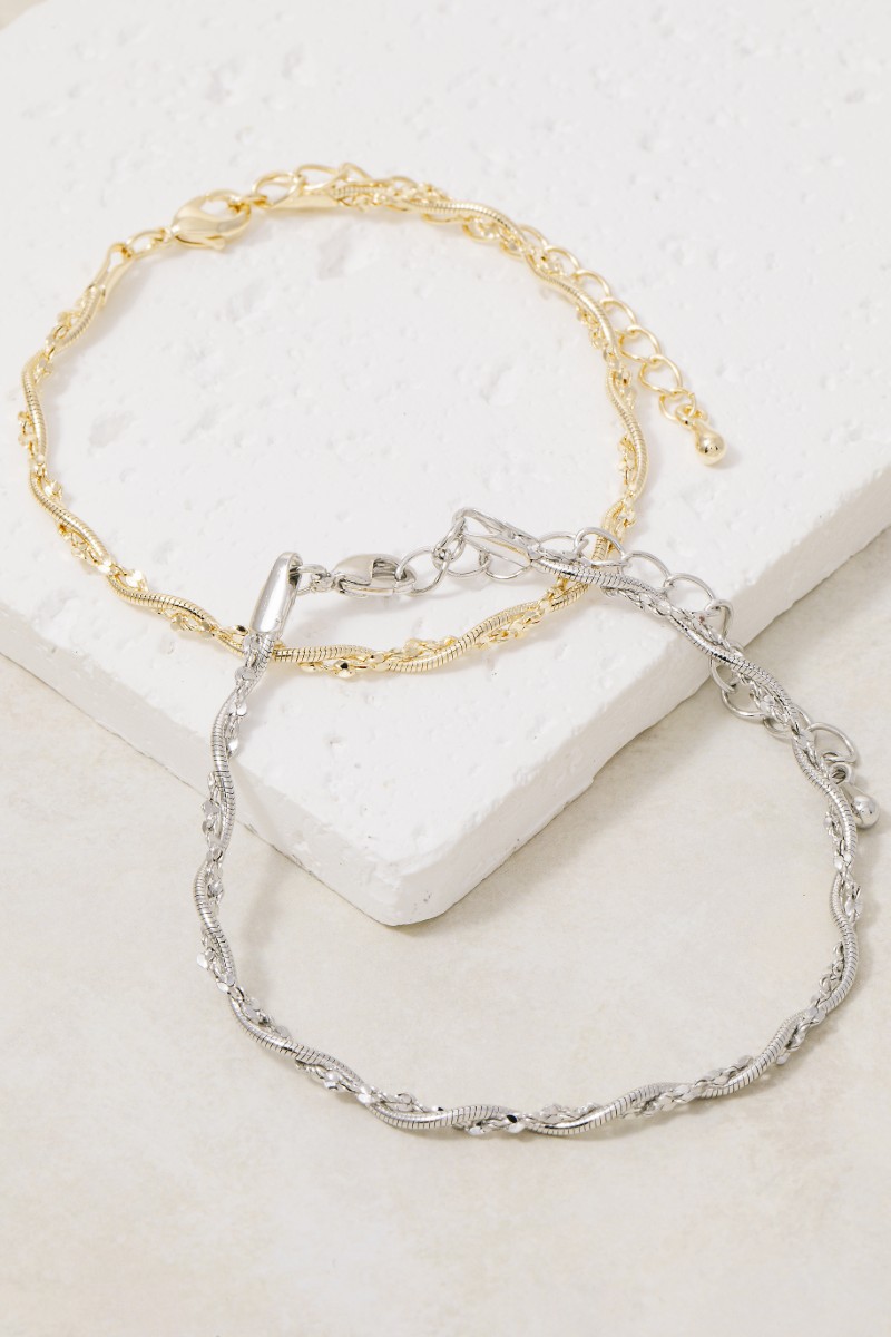 Double Chain Twist Chain Bracelet