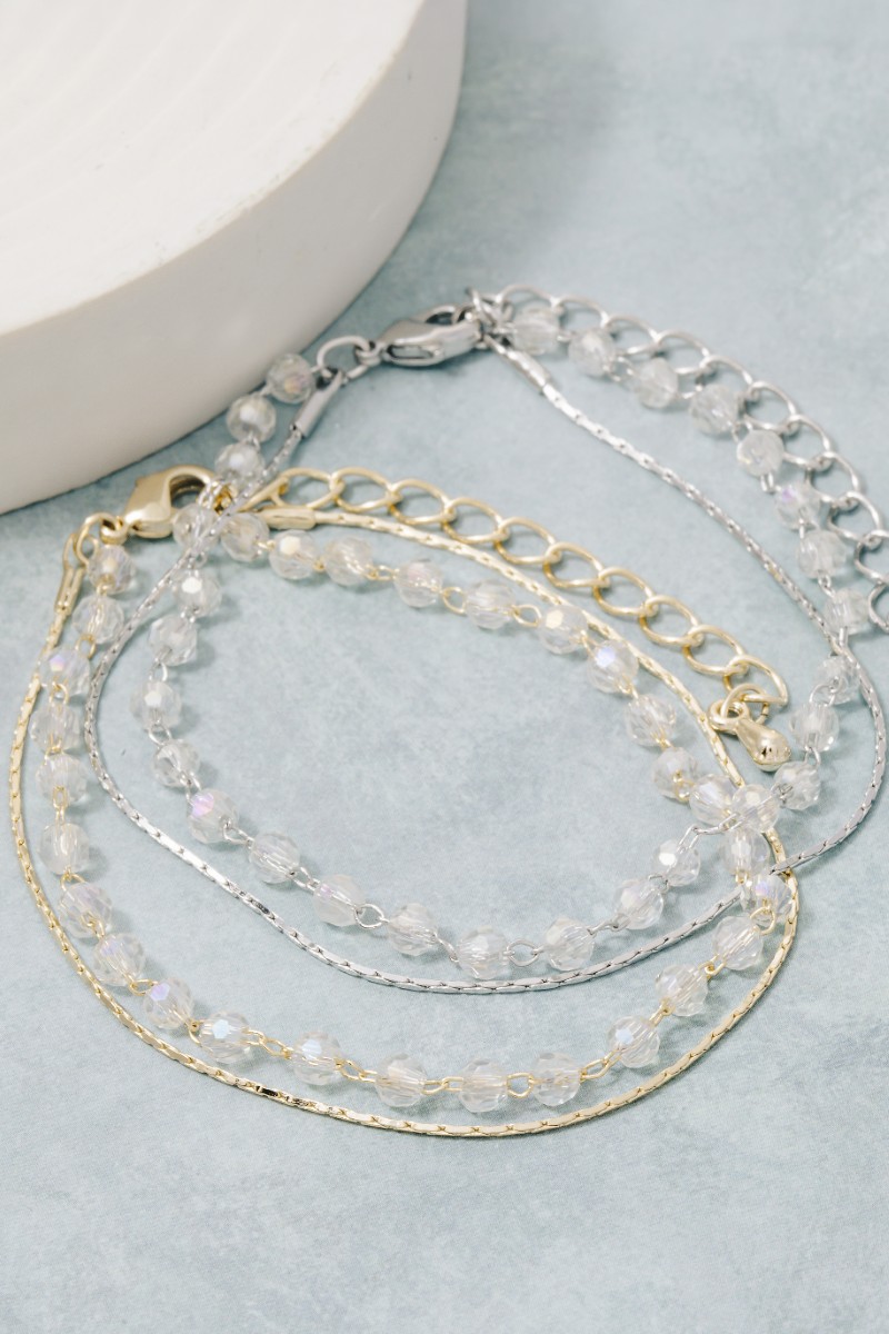 Layered Chain With Beads Chain Bracelet