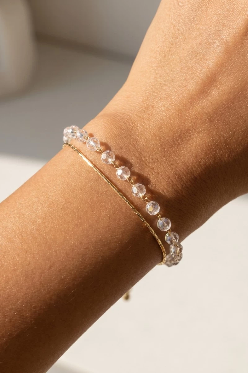 Layered Chain With Beads Chain Bracelet