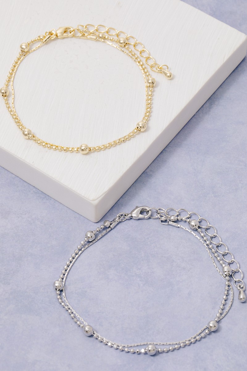 Double Row Ball Bead And Chain Bracelet
