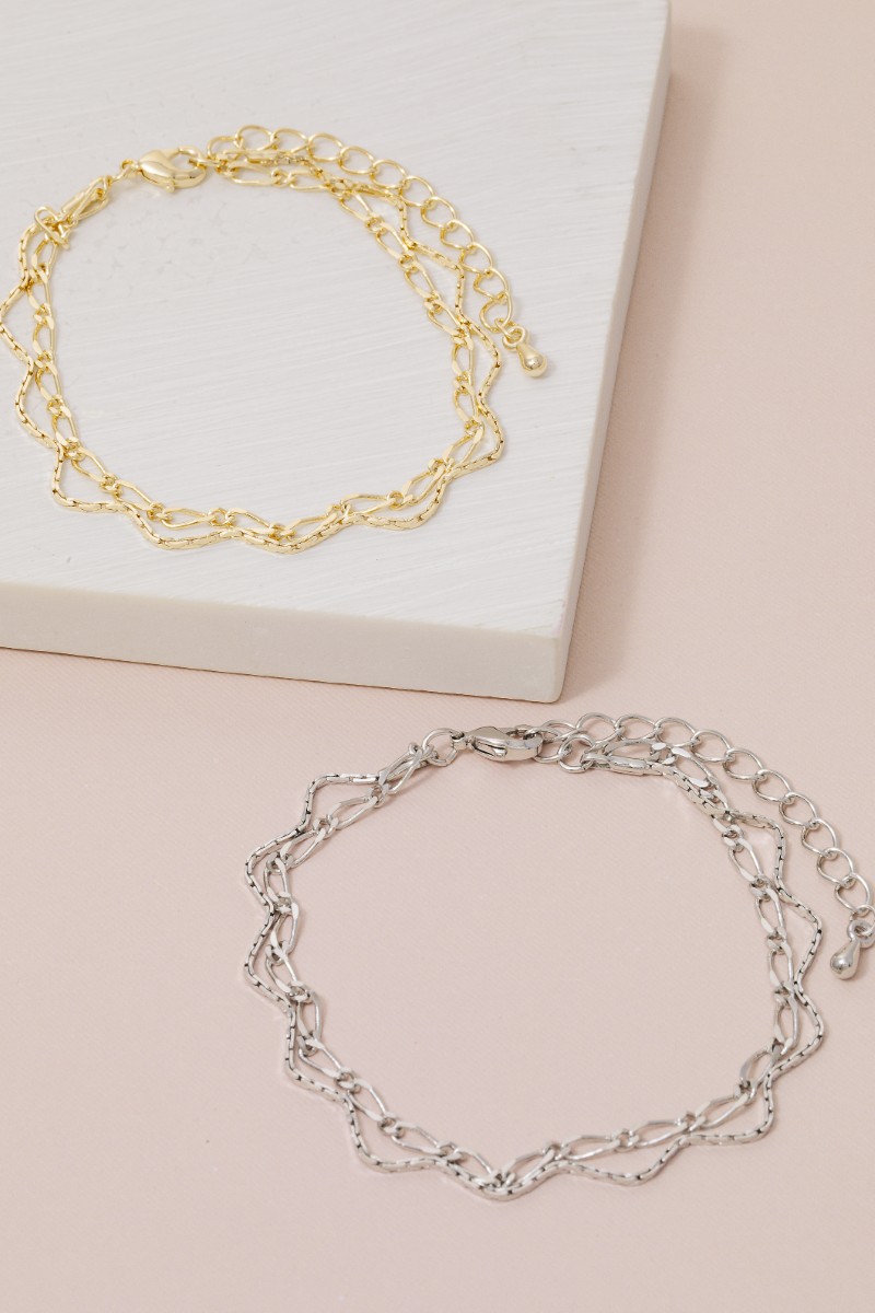 Two Row Wavy Chain Link Bracelet