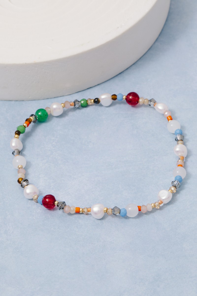 Assorted Pearl And Faceted Beaded Dainty Bracelet